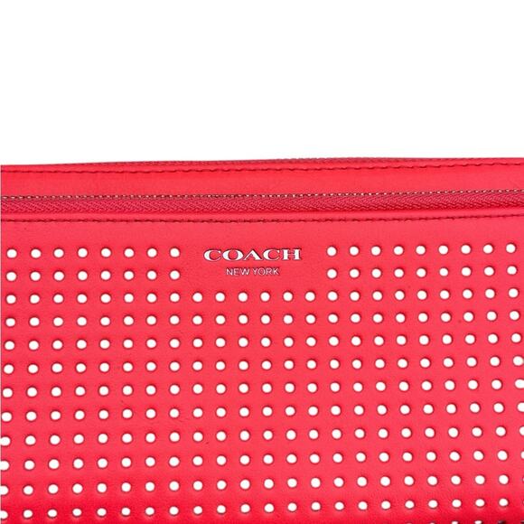 Coach Vibrant Coral Perforated Women's Wallet NWOT - Picture 11 of 12